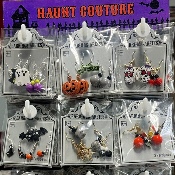 HAUNT COUTURE HALLOWEEN 6pc LOT FRANKENSTEIN/PUMPKIN/TRICK TREAT/EYES EARRINGS - Picture 9 of 10
